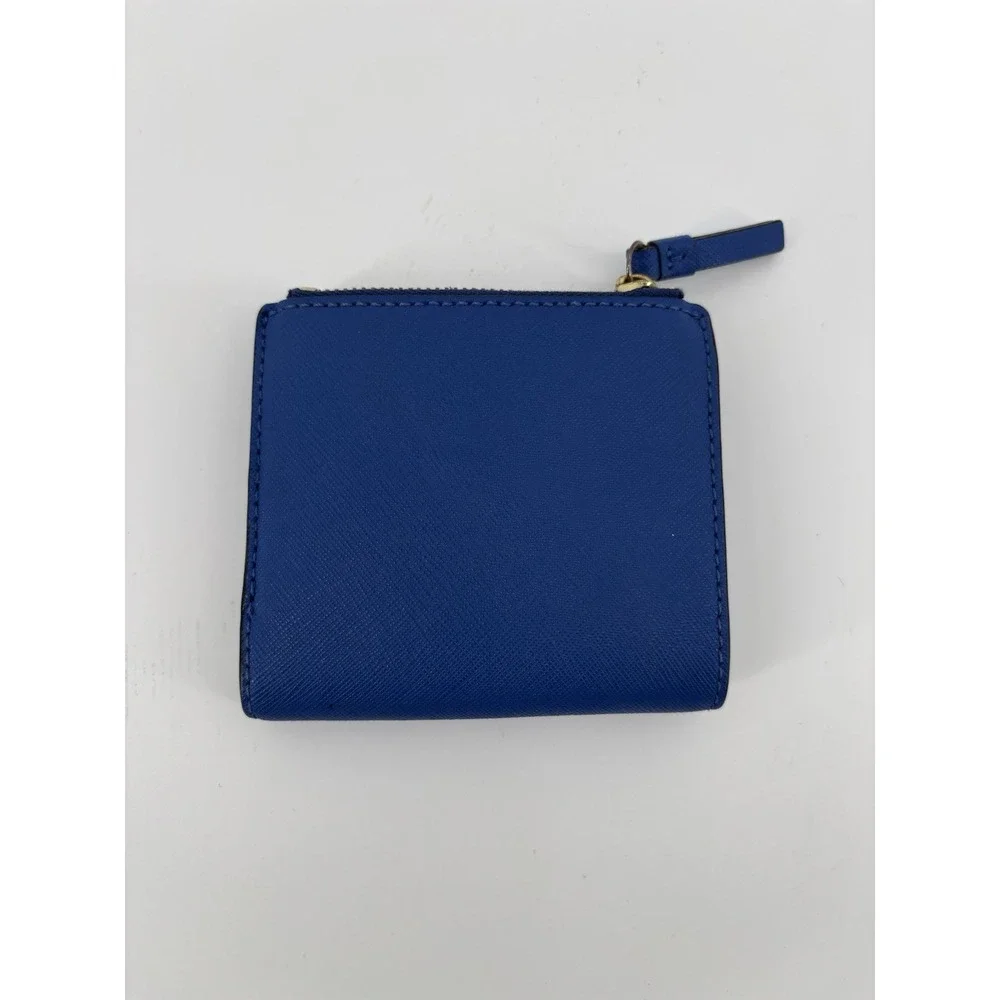 Tory Burch Robinson Mini Wallet Blue Saffiano Leather AUTHENTIC